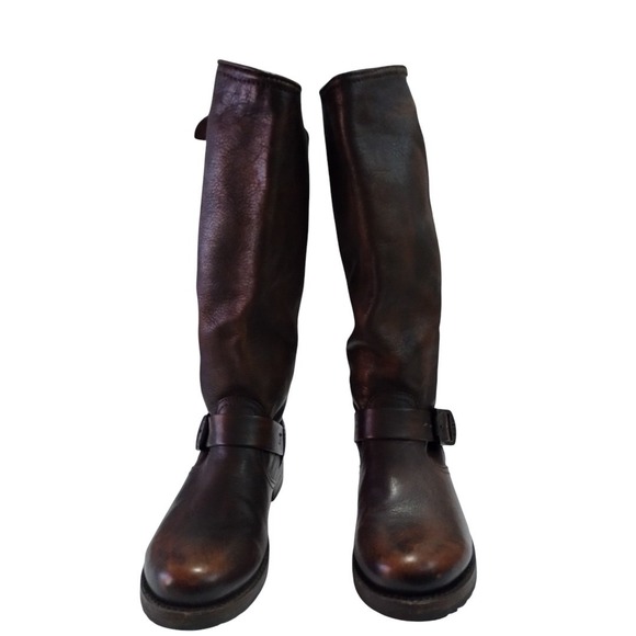 Frye Veronica Slouch Brown Leather Tall Riding Boot Womens 7 Harness - Picture 4 of 5